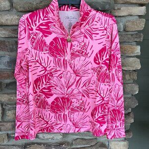STELLA PARKER SPORT Women's Small L/S 1/4 Zip Golf Active Pink Floral Top NWT